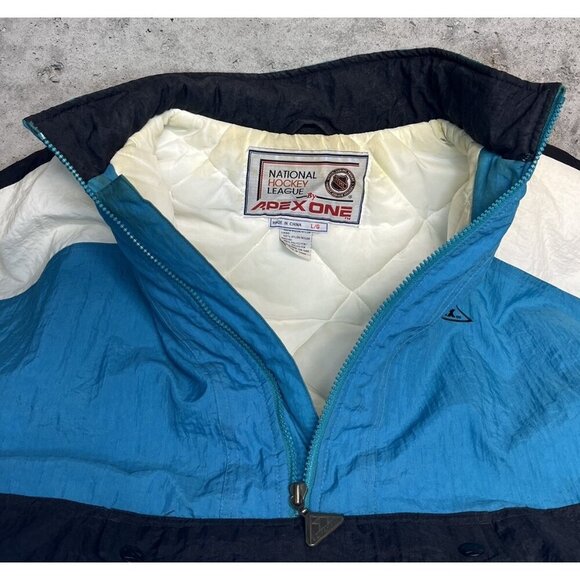 Vintage San Jose Sharks Logo Apex One Half-Zip Jacket Size Large 90s NHL - Picture 9 of 10